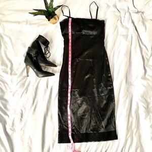 Black Satin Midi Dress